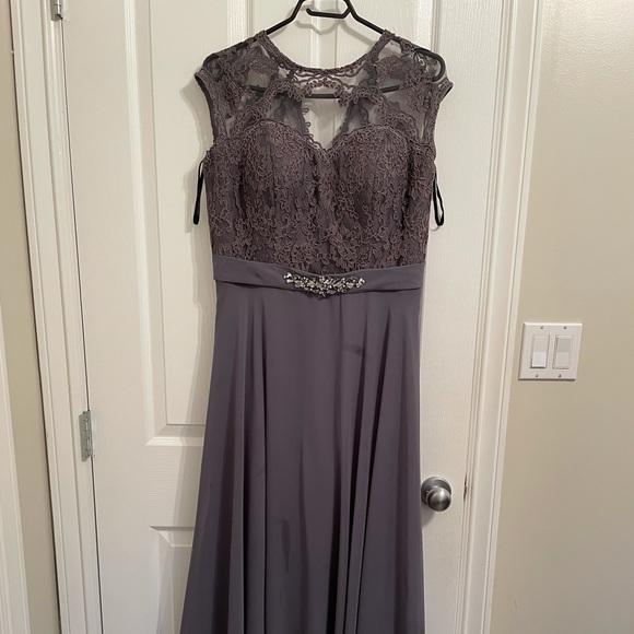 Christina Wu Elegance Lace Bateau Neck ALine Dress - Picture 2 of 6